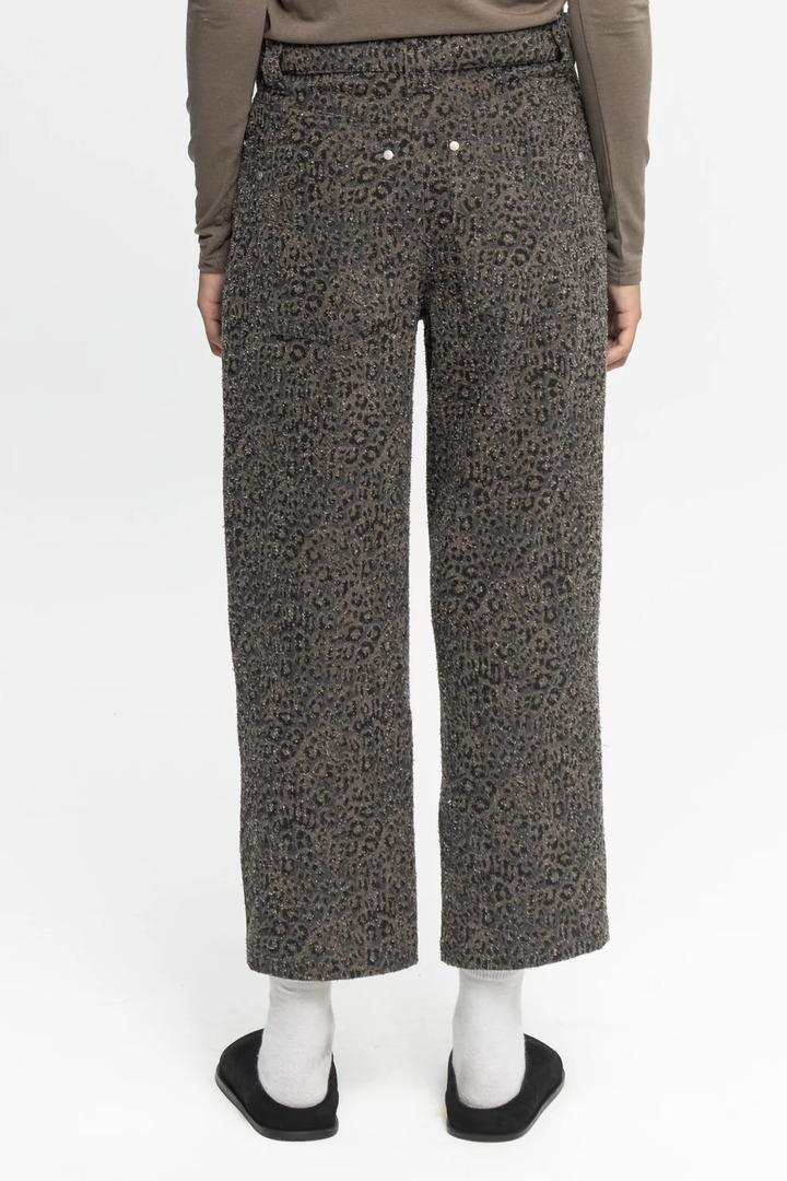 Animal Print Crop Denim Trousers