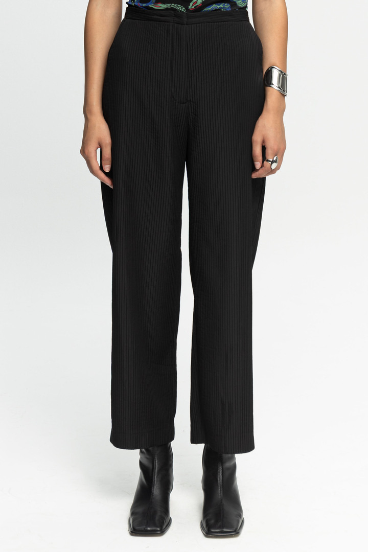 Ribbed Textured Trousers Black