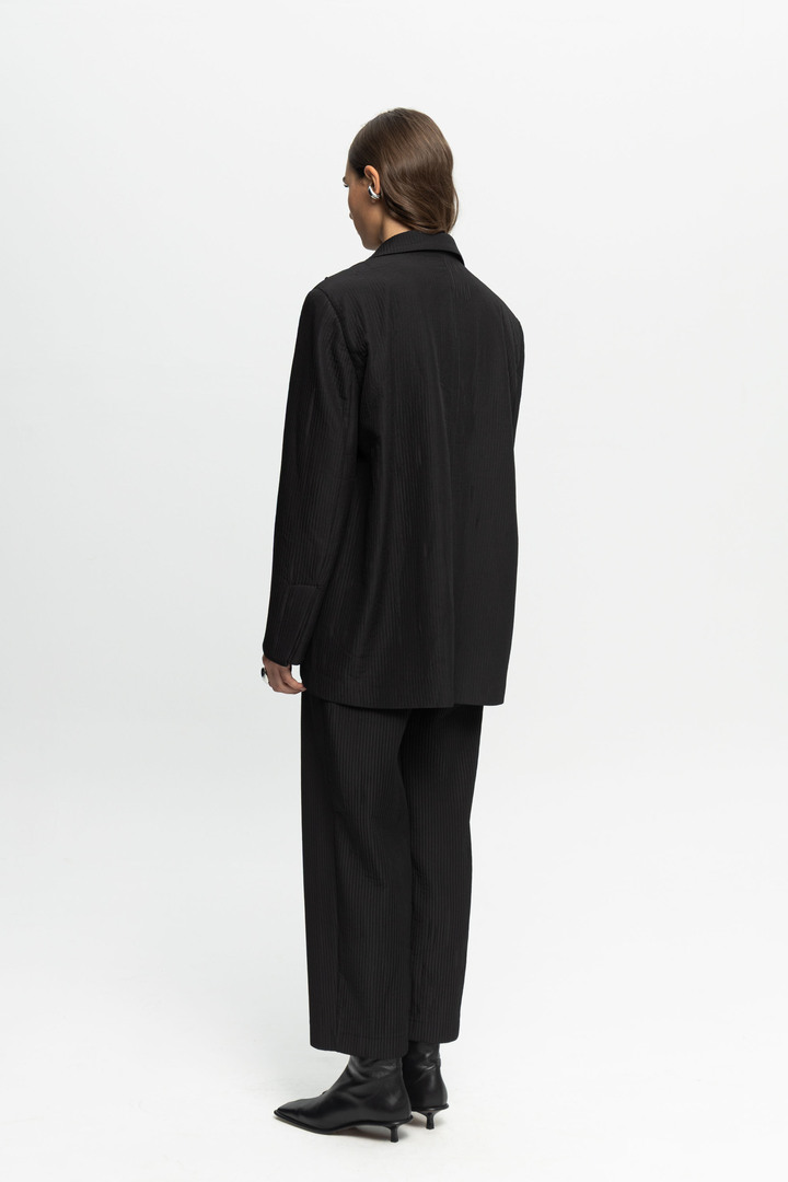 Ribbed Textured Blazer Black