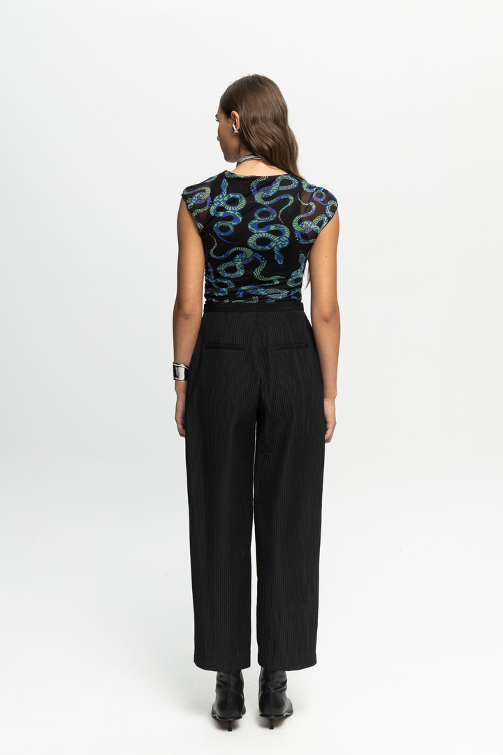 Ribbed Textured Trousers Black