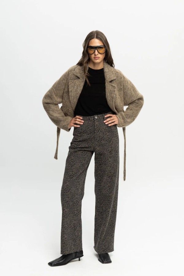 Animal Print Denim Trousers