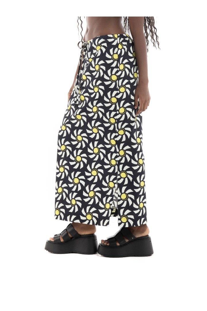 POPLIN FLORAL LONG SKIRT