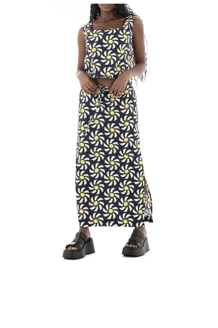 POPLIN FLORAL LONG SKIRT