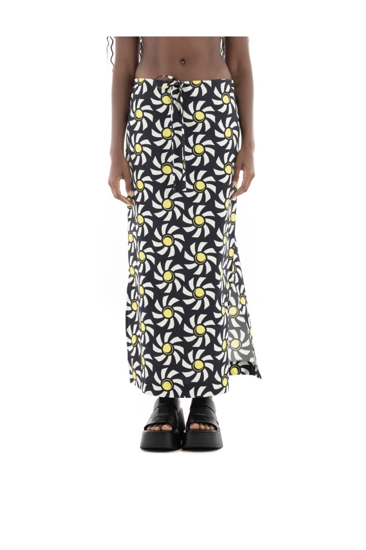 POPLIN FLORAL LONG SKIRT