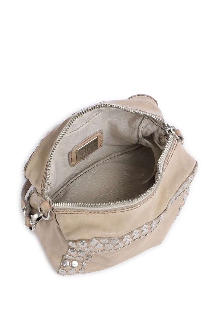 Orchidea Crossbody Bag "ORCHIDEA" in garment-dyed cowhide leather with studs Ice