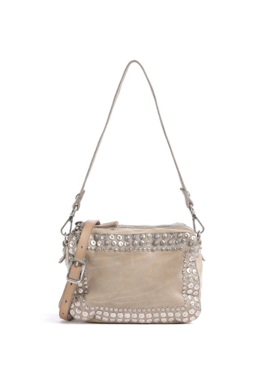 Orchidea Crossbody Bag "ORCHIDEA" in garment-dyed cowhide leather with studs Ice