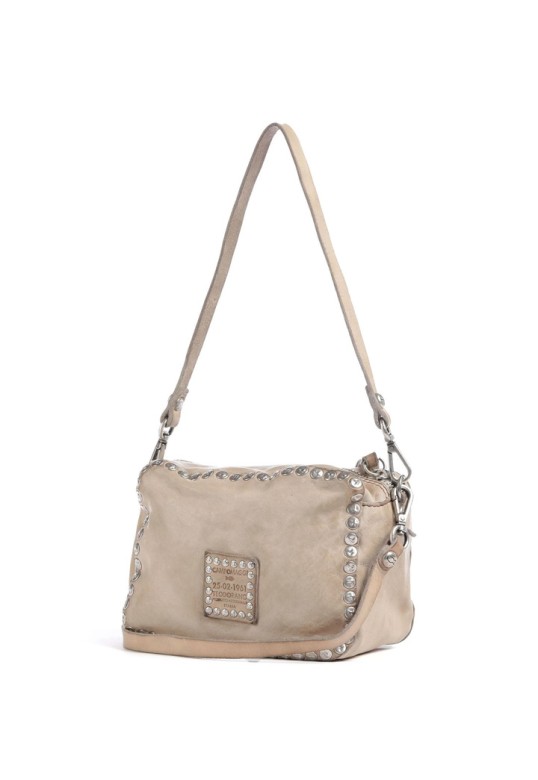 Orchidea Crossbody Bag "ORCHIDEA" in garment-dyed cowhide leather with studs Ice