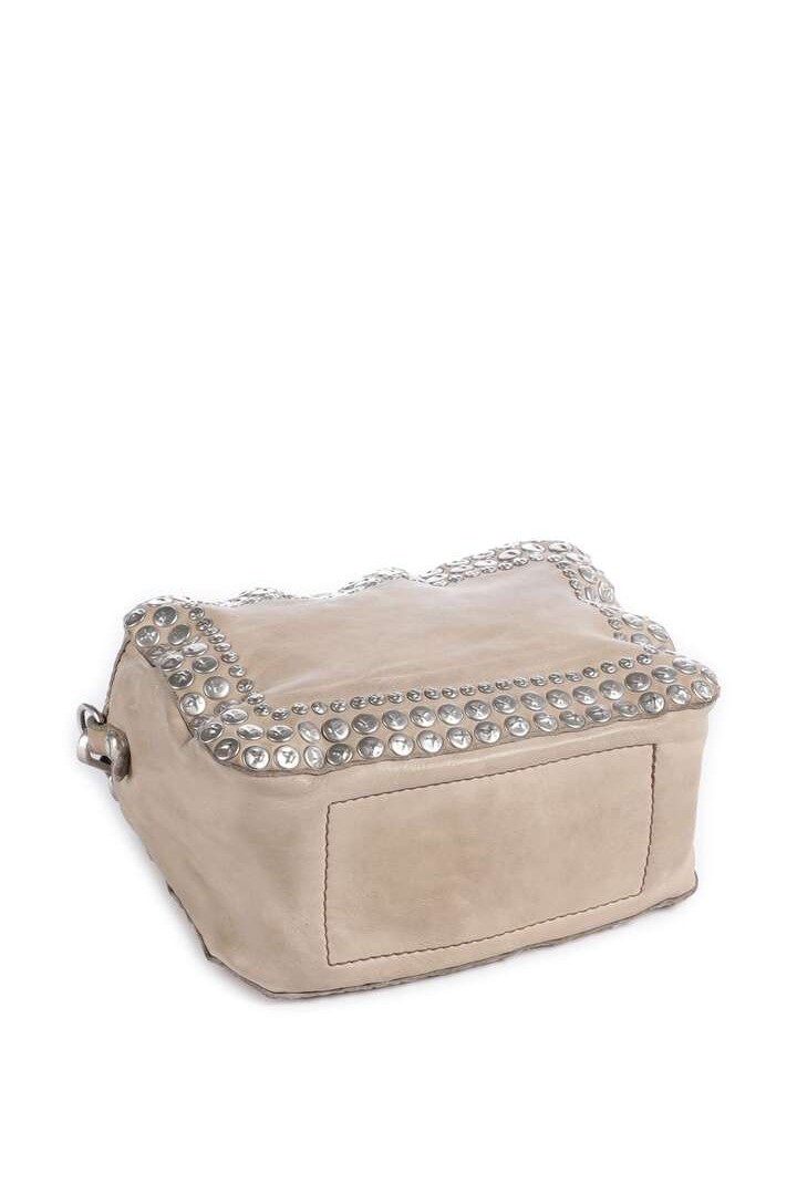 Orchidea Crossbody Bag "ORCHIDEA" in garment-dyed cowhide leather with studs Ice