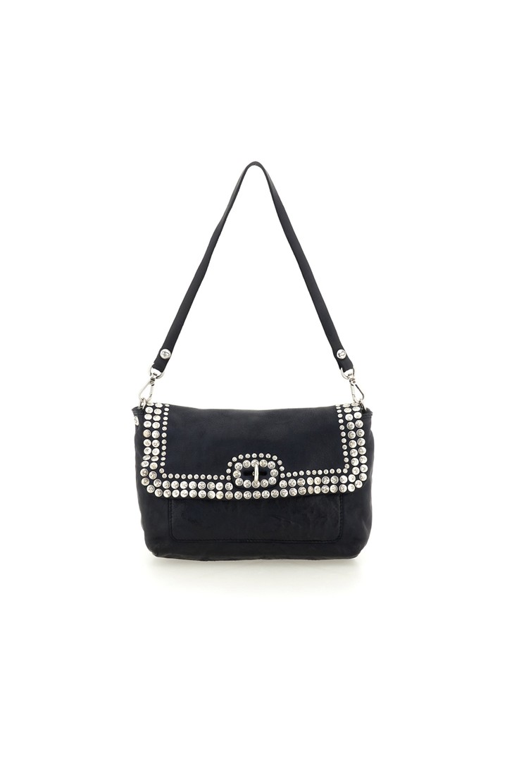 Orchidea Crossbody Bag "ORCHIDEA" in garment-dyed cowhide leather with studs Blue