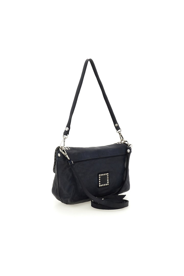 Orchidea Crossbody Bag "ORCHIDEA" in garment-dyed cowhide leather with studs Blue