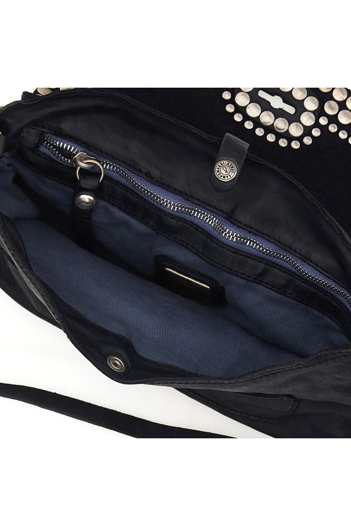 Orchidea Crossbody Bag "ORCHIDEA" in garment-dyed cowhide leather with studs Blue