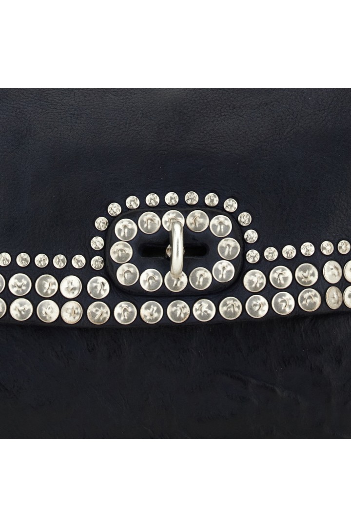 Orchidea Crossbody Bag "ORCHIDEA" in garment-dyed cowhide leather with studs Blue