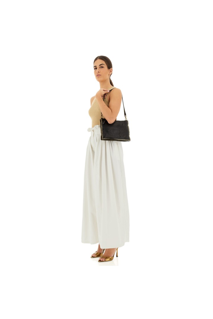 KURA Cross-body bag  in black leather with rivets