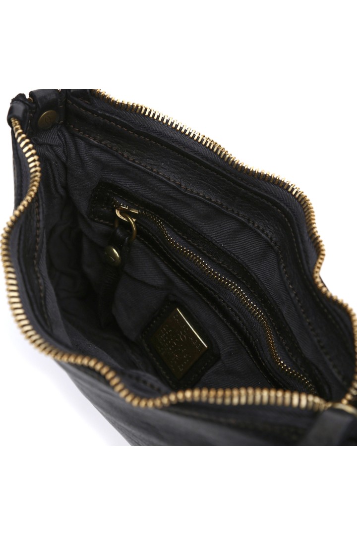 KURA Cross-body bag  in black leather with rivets