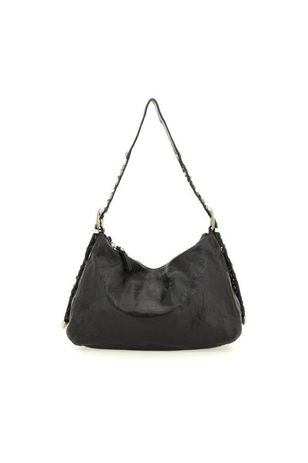 Cefalù Shoulder Bag "Giuliana" in garment-dyed cowhide leathers with studs and rhinestones