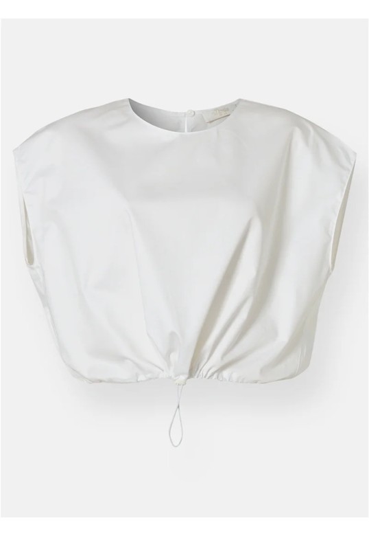 ELAN CROP POPLIN BLOUSE WHITE