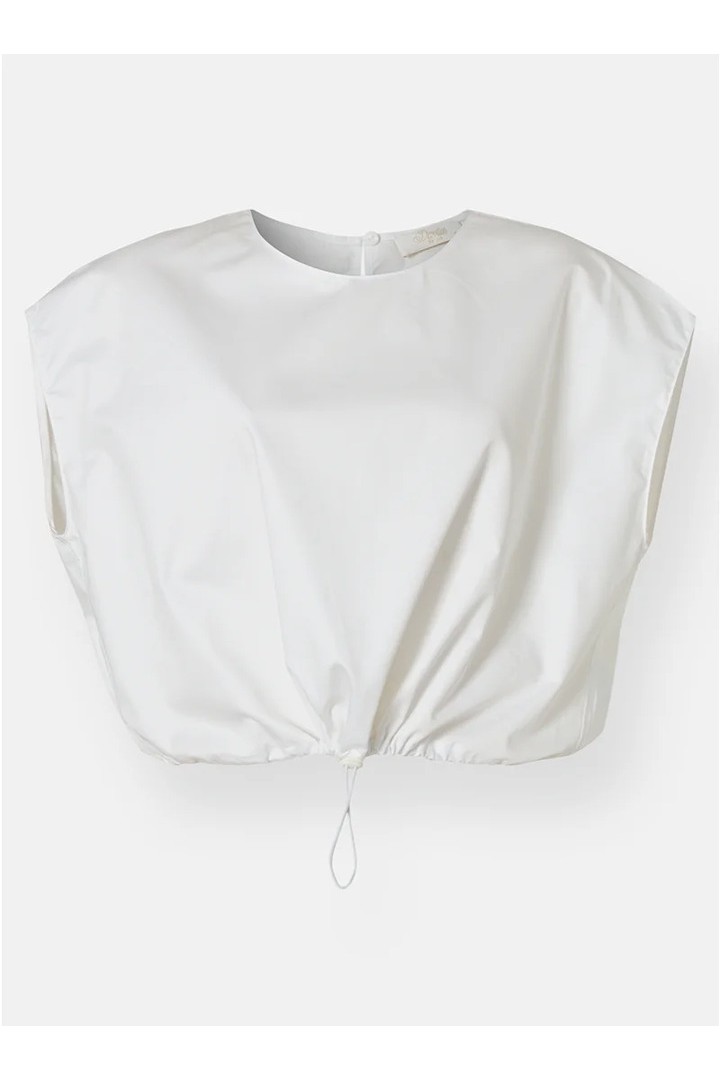 ELAN CROP POPLIN BLOUSE WHITE