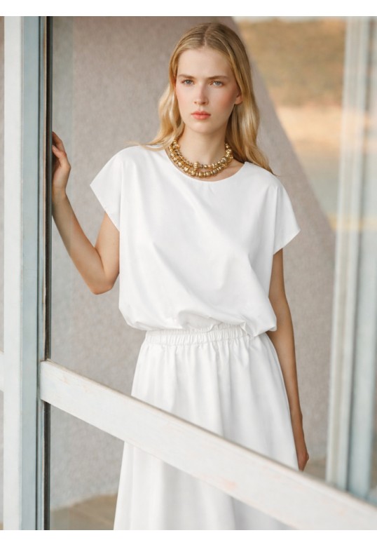 ELAN CROP POPLIN BLOUSE WHITE