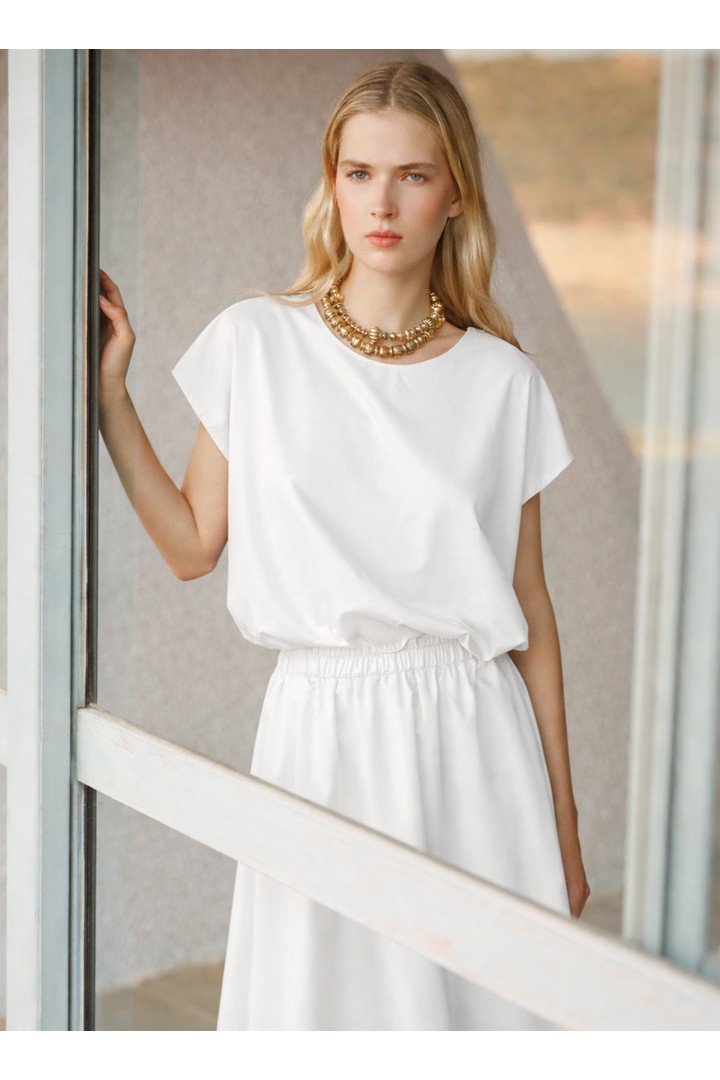 ELAN CROP POPLIN BLOUSE WHITE