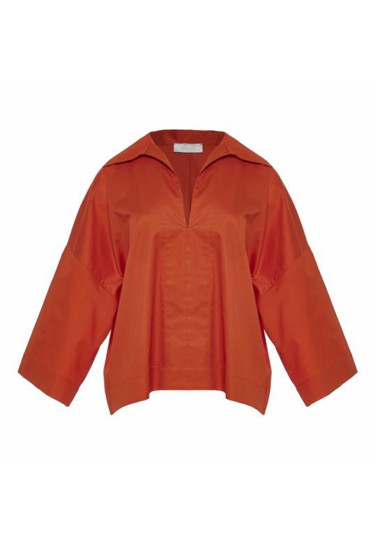 FABLE POPLIN BLOUSE DARK ORANGE