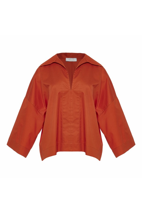 FABLE POPLIN BLOUSE DARK ORANGE