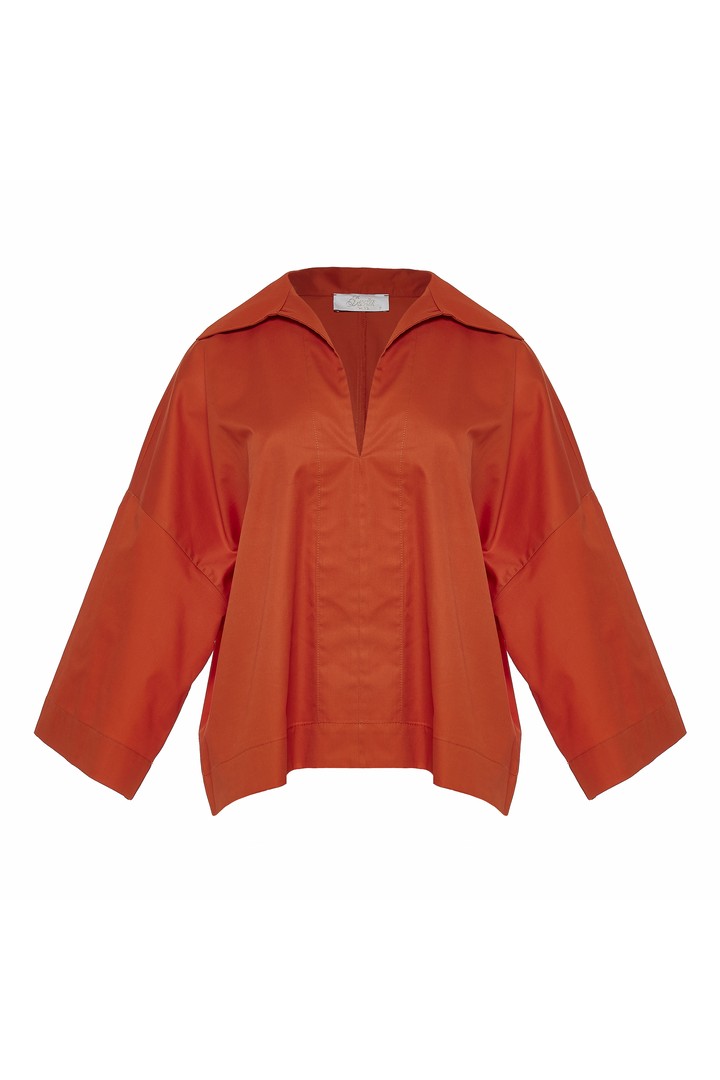FABLE POPLIN BLOUSE DARK ORANGE