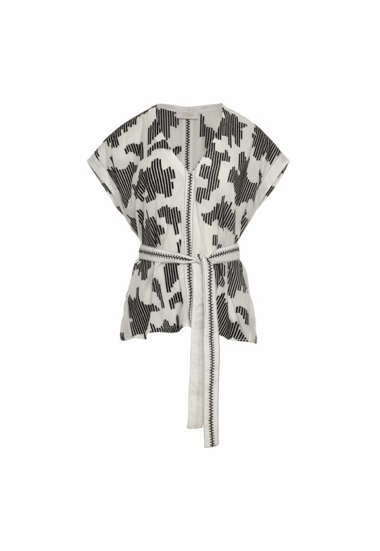 CELESTRA BLACK-WHITE EMBROIDERY BLOUSE