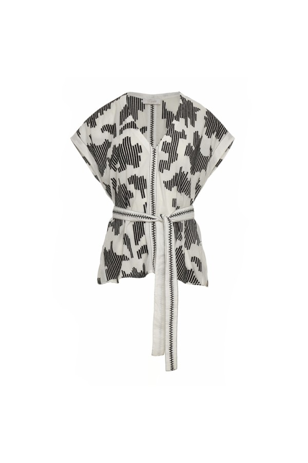 CELESTRA BLACK-WHITE EMBROIDERY BLOUSE