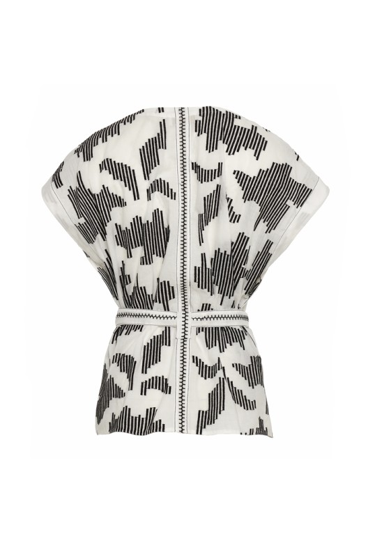 CELESTRA BLACK-WHITE EMBROIDERY BLOUSE