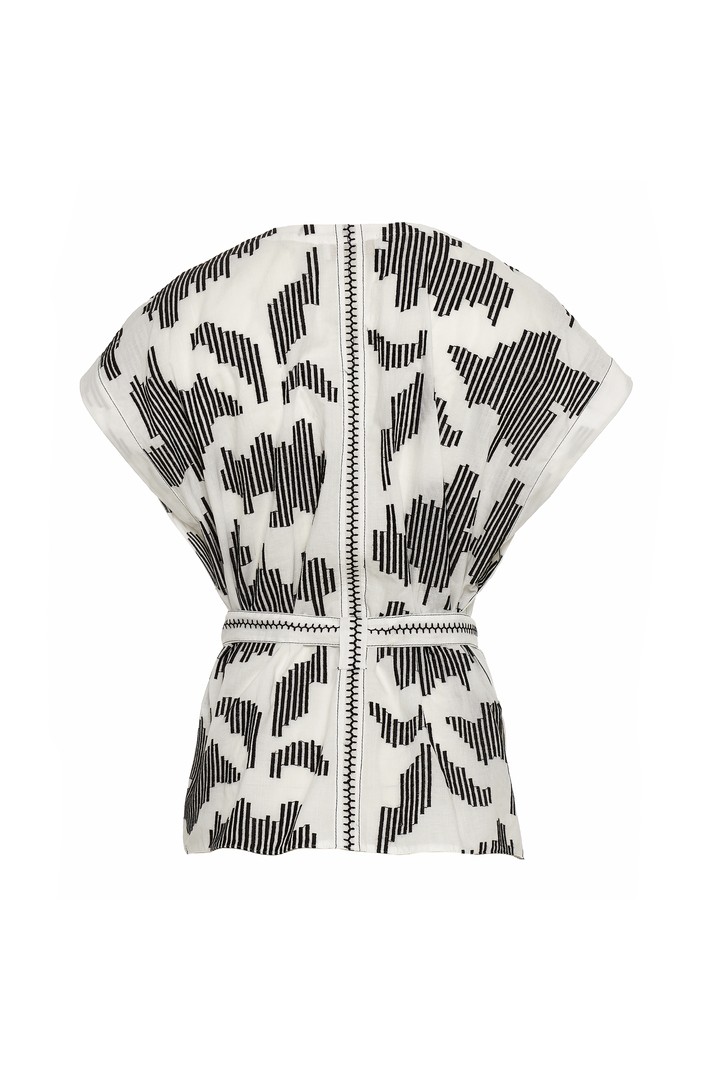 CELESTRA BLACK-WHITE EMBROIDERY BLOUSE
