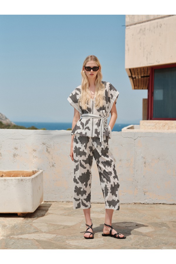 ORENDA WHITE-BLACK EMBROIDERY PANTS