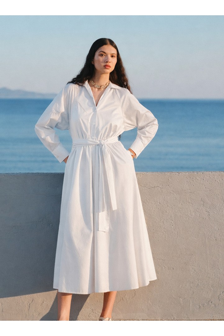 MEADOW POPLIN DRESS WHITE