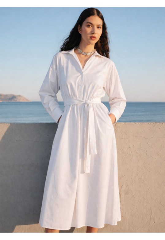 MEADOW POPLIN DRESS WHITE