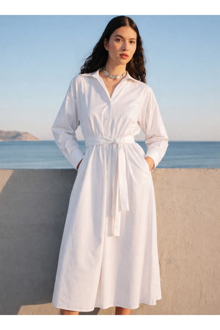 MEADOW POPLIN DRESS WHITE