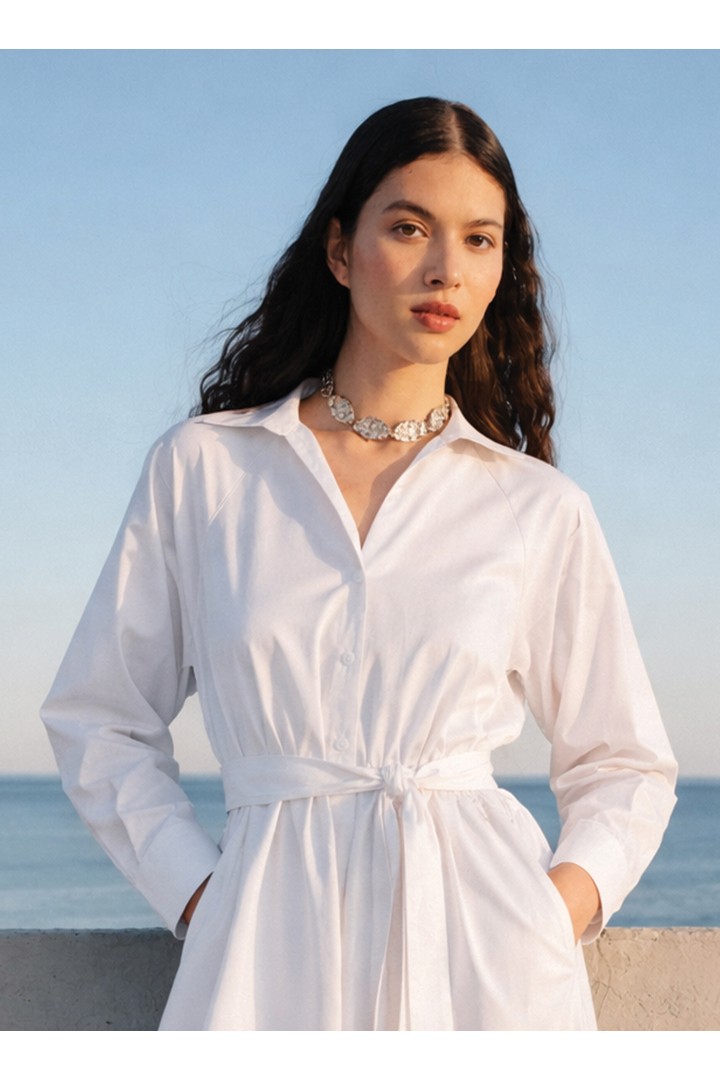 MEADOW POPLIN DRESS WHITE