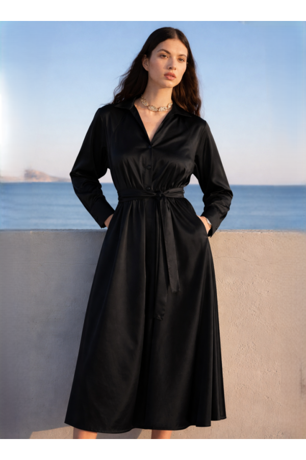 MEADOW POPLIN DRESS BLACK