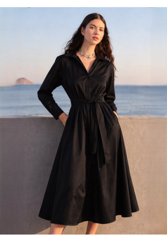 MEADOW POPLIN DRESS BLACK