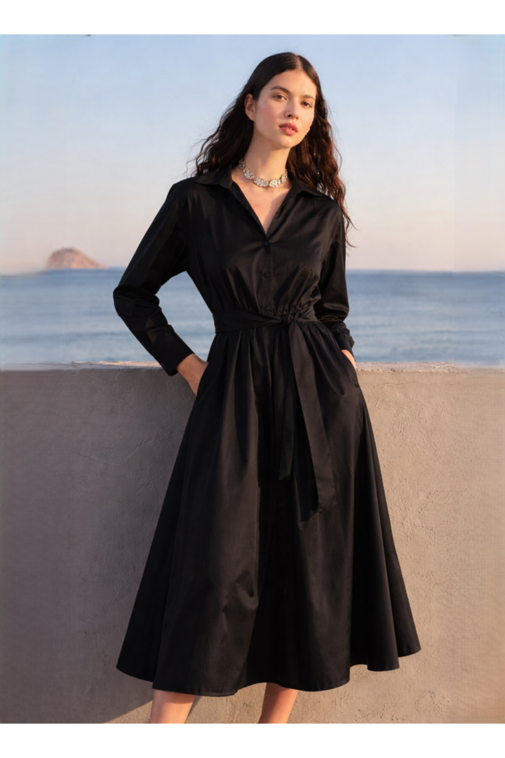 MEADOW POPLIN DRESS BLACK