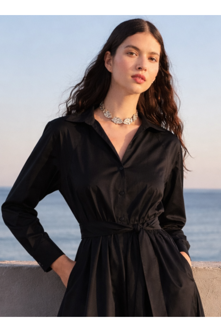 MEADOW POPLIN DRESS BLACK