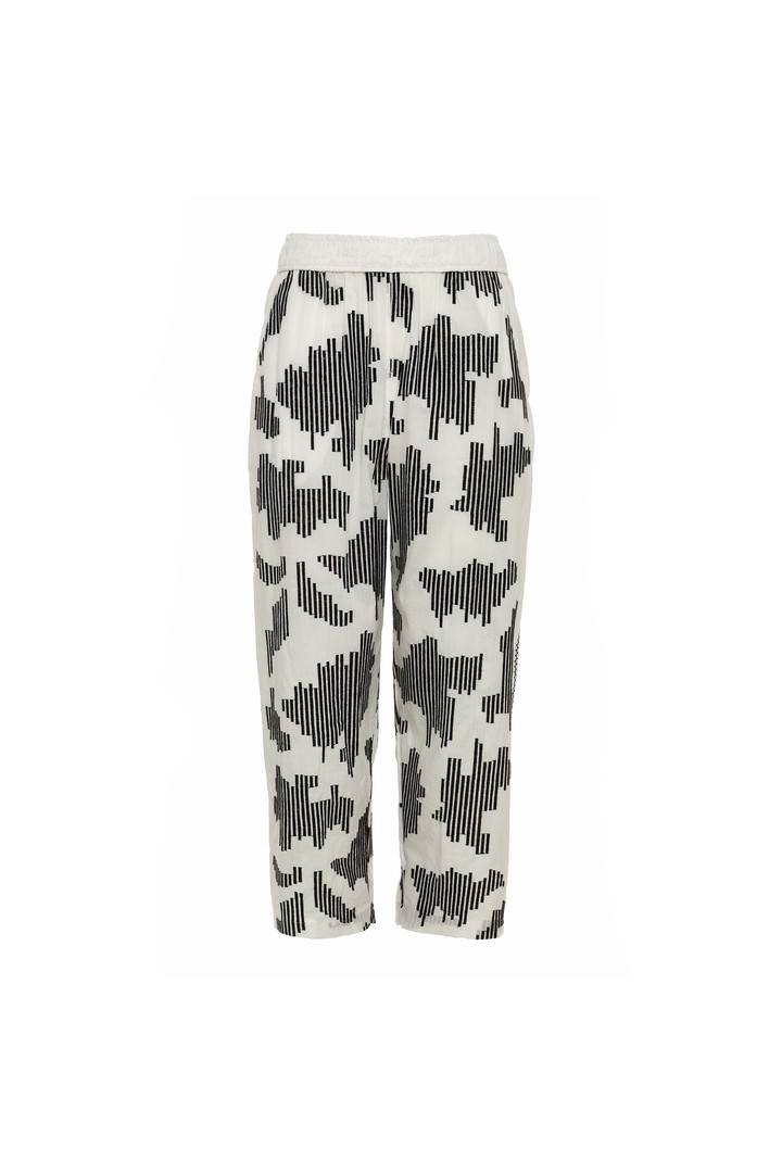 ORENDA WHITE-BLACK EMBROIDERY PANTS