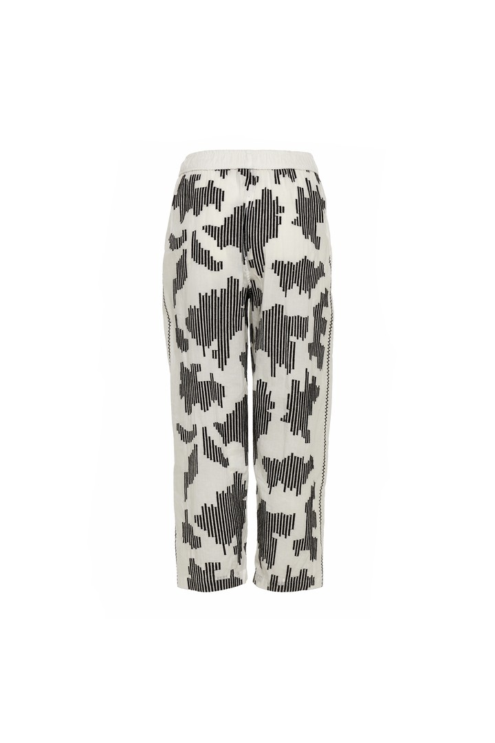 ORENDA WHITE-BLACK EMBROIDERY PANTS