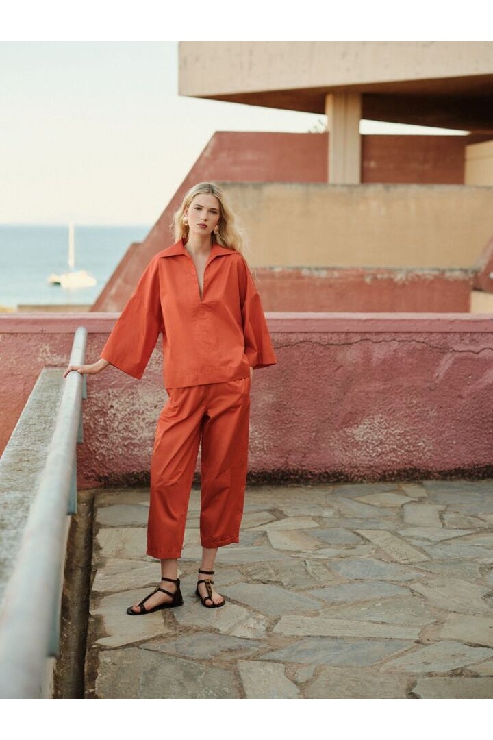FABLE POPLIN BLOUSE DARK ORANGE