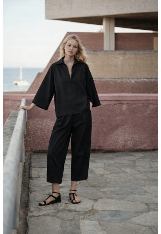 FABLE POPLIN BLOUSE BLACK