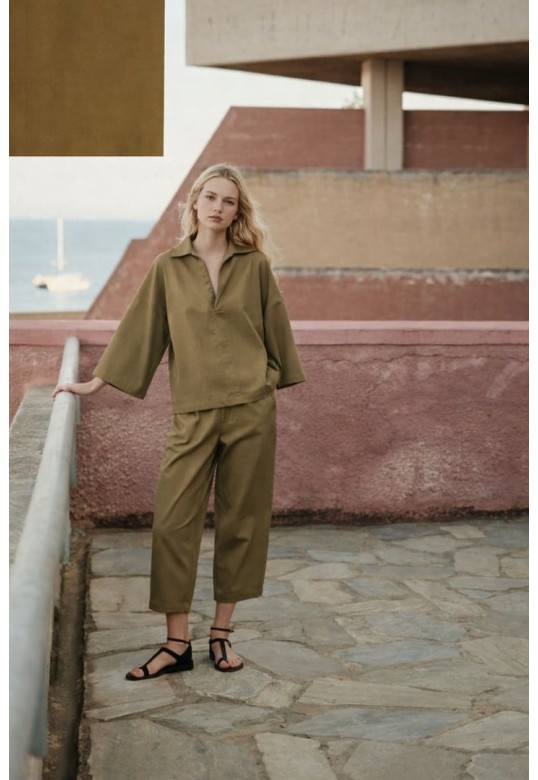 FABLE POPLIN BLOUSE KHAKI