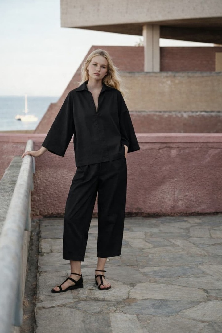 FABLE POPLIN BLOUSE BLACK