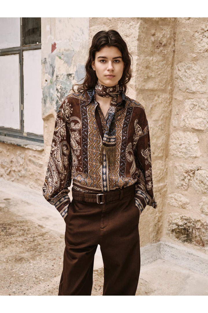 SOIREE pants with belt Brown