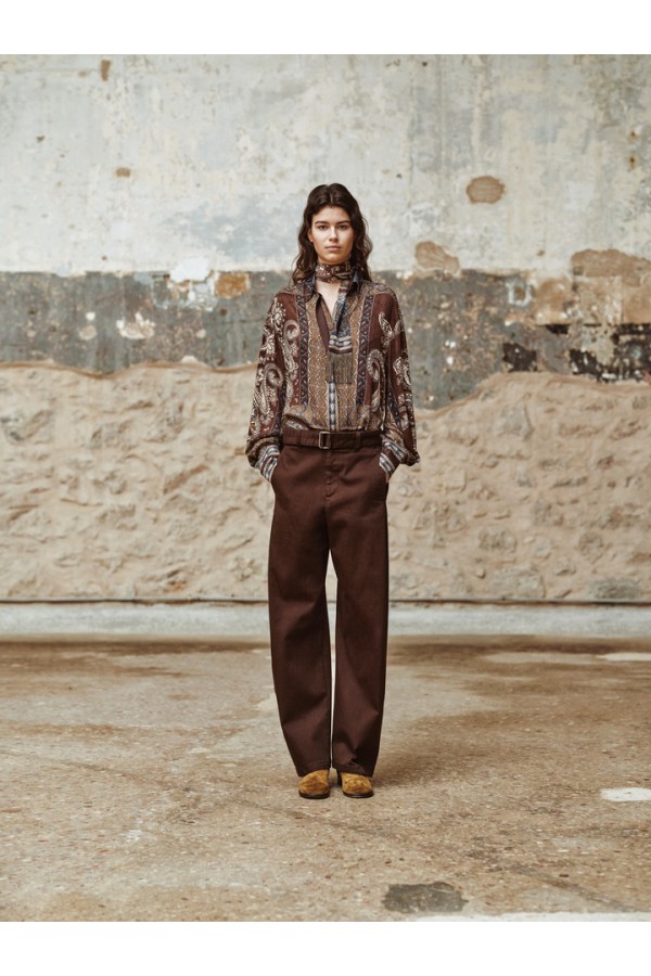 SOIREE pants with belt Brown