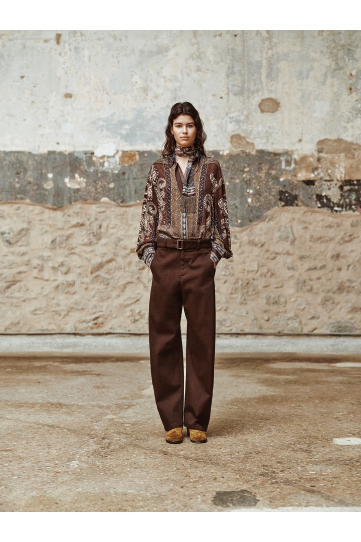 SOIREE pants with belt Brown