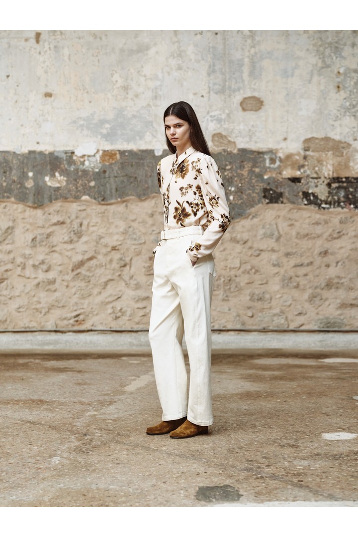 SOIREE pants with belt Ecru