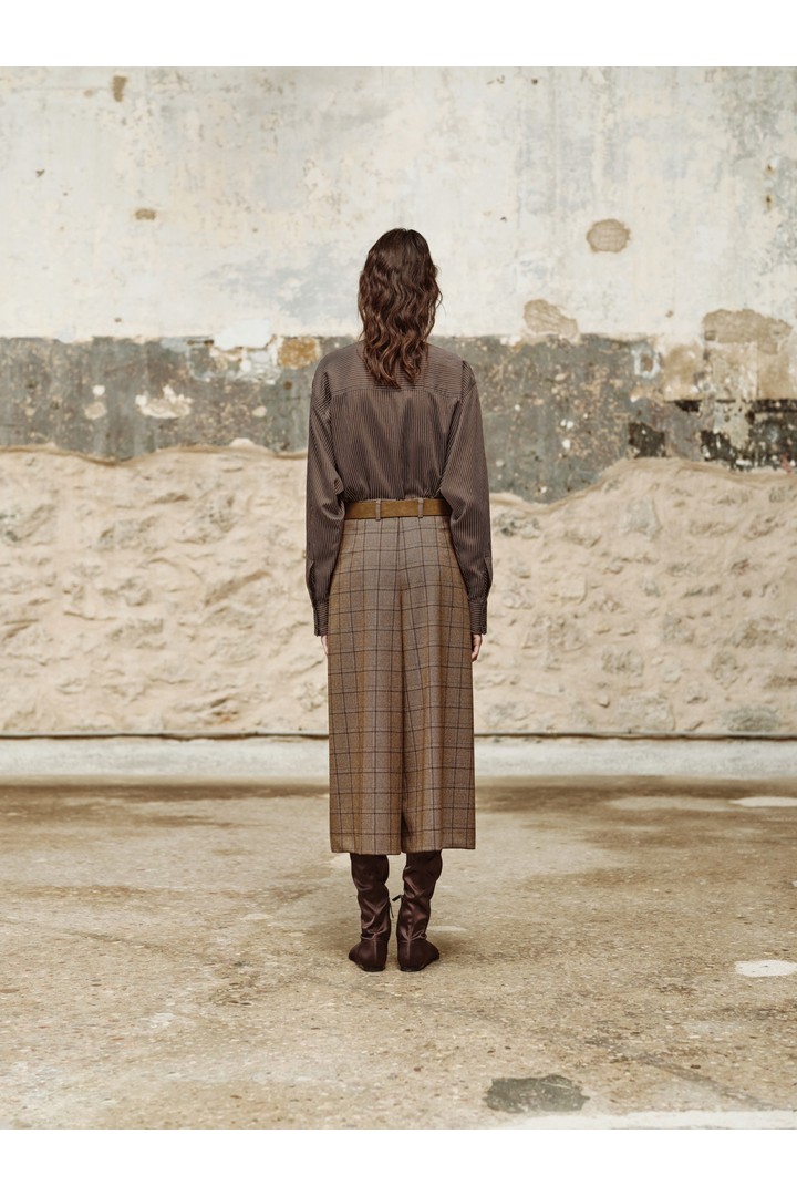MARCELLE plaid Zip Culotte Brown